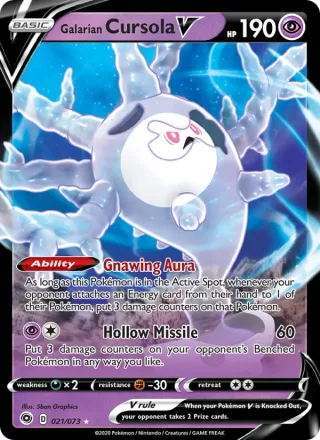 Galarian Cursola V #21 · Champion's Path Pokémon card