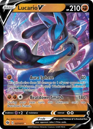 Lucario V #27 · Champion's Path Pokémon card