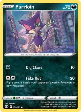 Purrloin #39 · Champion's Path Pokémon card