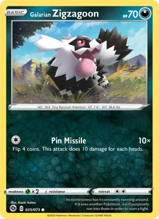 Galarian Zigzagoon #35 · Champion's Path Pokémon card
