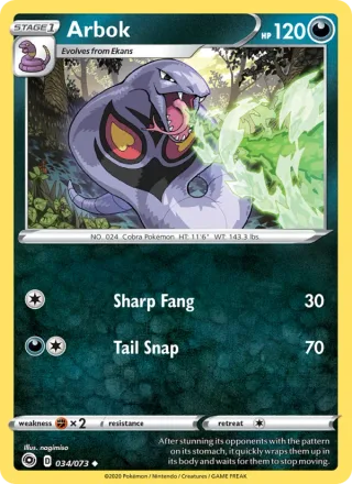 Arbok #34 · Champion's Path Pokémon card