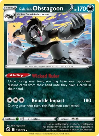 Galarian Obstagoon #37 · Champion's Path Pokémon card