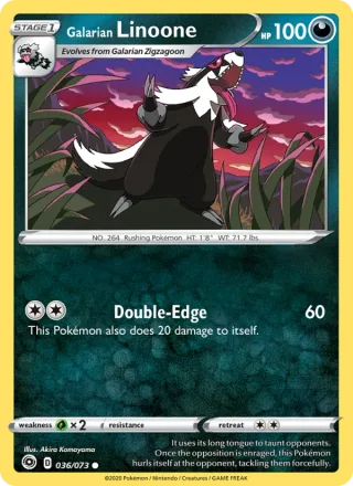 Galarian Linoone #36 · Champion's Path Pokémon card