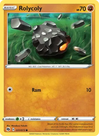 Rolycoly #31 · Champion's Path Pokémon card