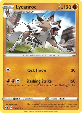 Lycanroc #30 · Champion's Path Pokémon card