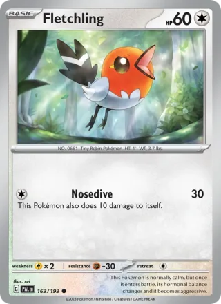 Fletchling #163 · Paldea Evolved Pokémon card
