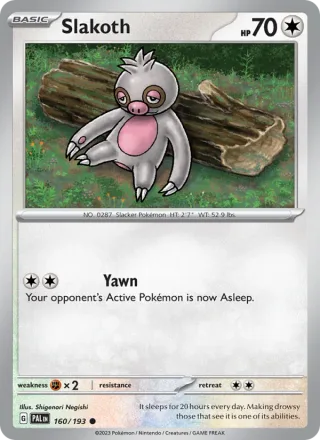 Slakoth #160 · Paldea Evolved Pokémon card