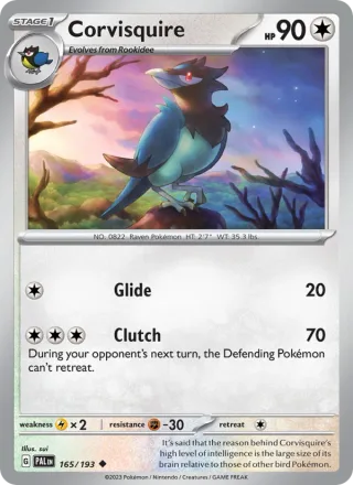 Corvisquire #165 · Paldea Evolved Pokémon card