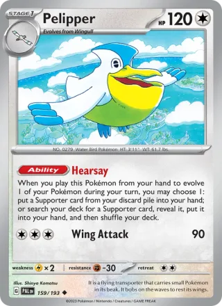 Pelipper #159 · Paldea Evolved Pokémon card