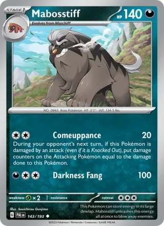 Mabosstiff #143 · Paldea Evolved Pokémon card