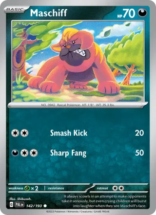 Maschiff #142 · Paldea Evolved Pokémon card