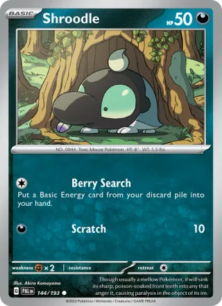 Shroodle #144 · Paldea Evolved Pokémon card