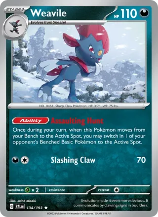 Weavile #134 · Paldea Evolved Pokémon card