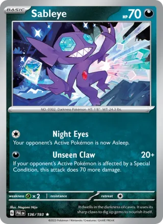 Sableye #136 · Paldea Evolved Pokémon card