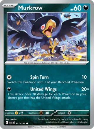 Murkrow #131 · Paldea Evolved Pokémon card