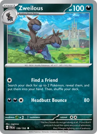 Zweilous #139 · Paldea Evolved Pokémon card