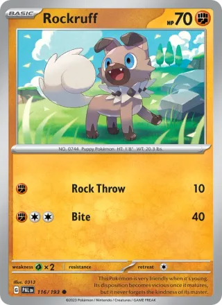 Rockruff #116 · Paldea Evolved Pokémon card