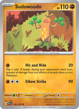 Sudowoodo #109 · Paldea Evolved Pokémon card