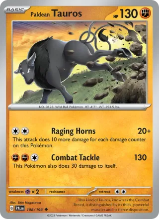 Paldean Tauros #108 · Paldea Evolved Pokémon card
