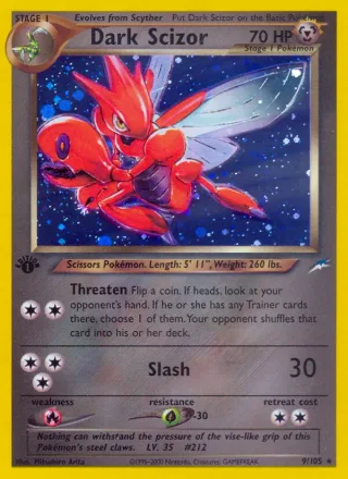 Dark Scizor #9 · Neo Destiny Pokémon card