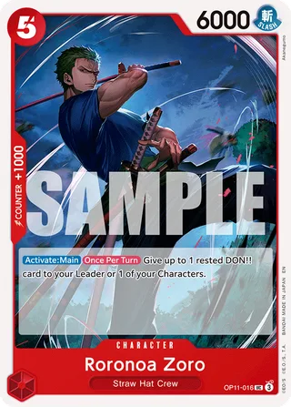 Roronoa Zoro #OP11-016 · A Fist of Divine Speed Release Event Cards One Piece card