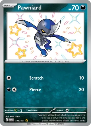 Pawniard #185 · Paldean Fates Pokémon card