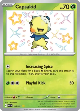 Capsakid #106 · Paldean Fates Pokémon card