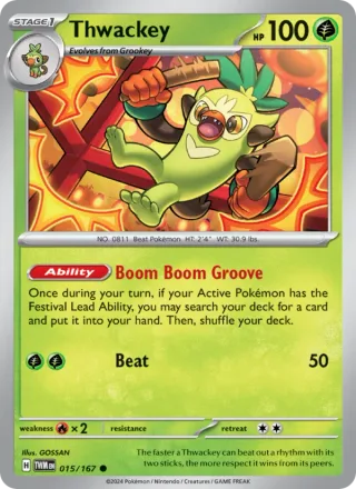 Thwackey #015 · Twilight Masquerade Pokémon card