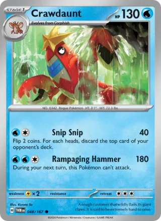 Crawdaunt #048 · Twilight Masquerade Pokémon card