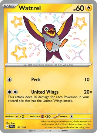 Wattrel #145 · Paldean Fates Pokémon card