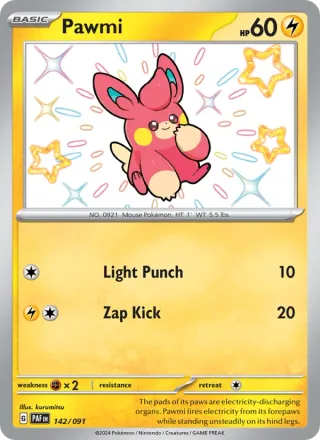 Pawmi #142 · Paldean Fates Pokémon card