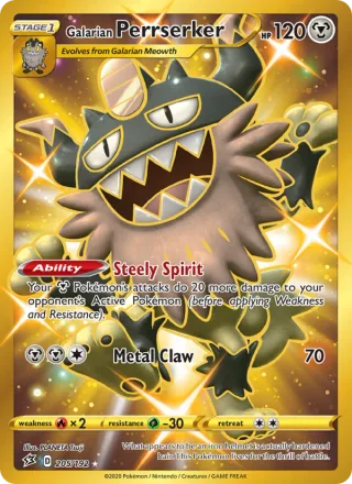 Galarian Perrserker #205 · Rebel Clash Pokémon card