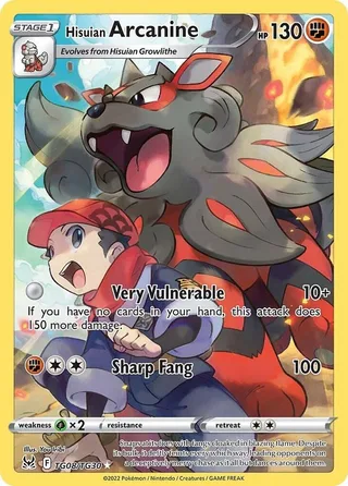 Hisuian Arcanine #TG08 · Lost Origin Trainer Gallery Pokémon card