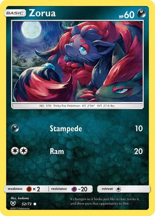 Zorua #52 · Shining Legends Pokémon card