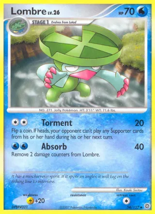 Lombre #54 · Secret Wonders Pokémon card