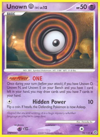 Unown O #70 · Secret Wonders Pokémon card