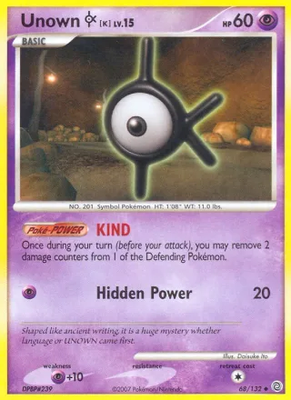 Unown K #68 · Secret Wonders Pokémon card