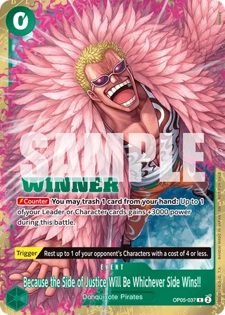 Because the Side of Justice Will Be Whichever Side Wins!! (Winner Pack 2025 Vol. 4) #OP05-037-winner-pack-2025-vol-4 · One Piece Promotion Cards One Piece card