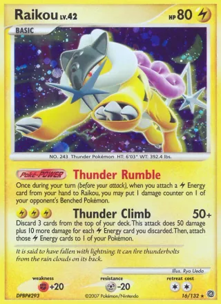 Raikou #16 · Secret Wonders Pokémon card