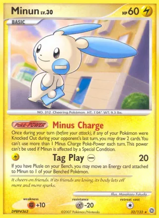 Minun #32 · Secret Wonders Pokémon card