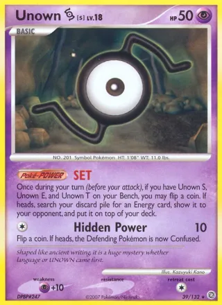 Unown S #39 · Secret Wonders Pokémon card