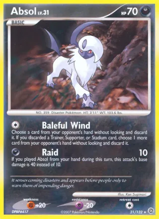 Absol #21 · Secret Wonders Pokémon card