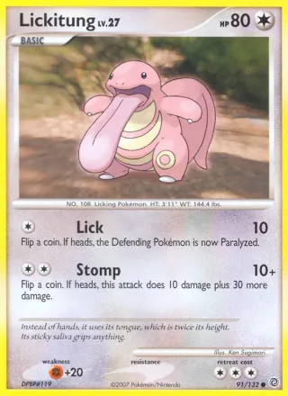 Lickitung #91 · Secret Wonders Pokémon card