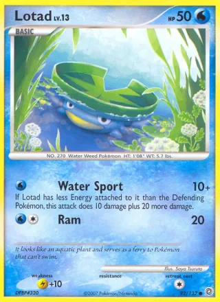 Lotad #92 · Secret Wonders Pokémon card