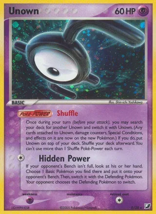 Unown (E) #00E · Unseen Forces Pokémon card