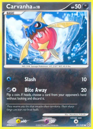 Carvanha #81 · Secret Wonders Pokémon card