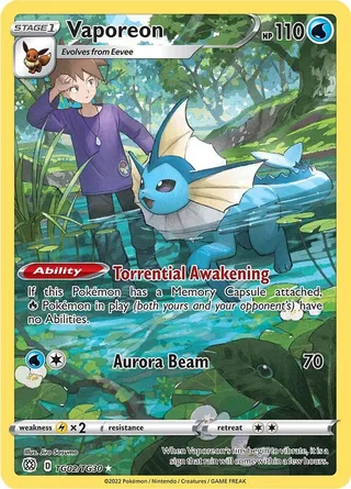 Vaporeon #TG02 · Brilliant Stars Trainer Gallery Pokémon card