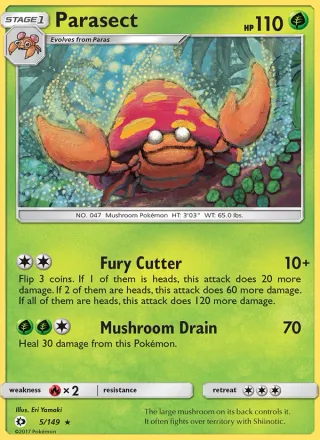 Parasect #5 · Sun & Moon Pokémon card