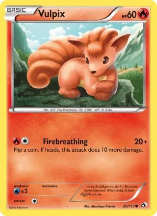 Vulpix #20 · Legendary Treasures Pokémon card