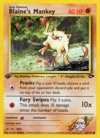 Blaine's Mankey #63 · Gym Challenge Pokémon card